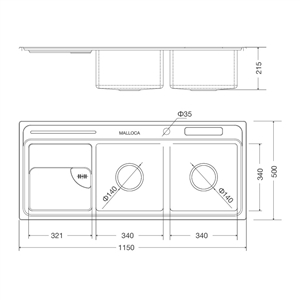 Chậu rửa chén Malloca MS 8816